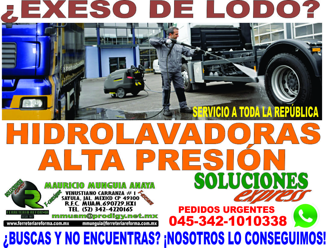 HIDROLAVADORAS DOMESTICAS E INDUSTRIALES